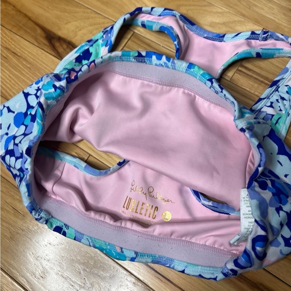 Lilly pulitzer luxletic sports bra in turquoise oasis wave after wave large - Picture 7 of 7
